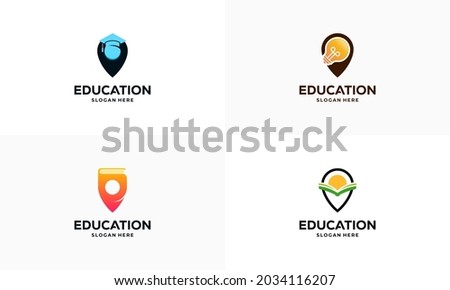 Set of Education Point logo designs concept vector illustration, Learning Center logo symbol icon template
