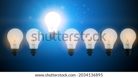 Glowing light bulb in idea, innovation and inspiration concept                    