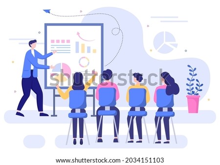 Business Online Training, Seminar or Courses Background Vector Illustration. Mentor Doing Presentation About Marketing, Sales, Report, E-commerce. For Banner and landing Page
 Royalty-Free Stock Photo #2034151103