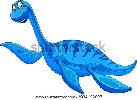 A pliosaurus dinosaur cartoon character illustration Royalty-Free Stock Photo #2034152897