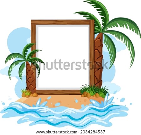 Empty banner template with summer beach element isolated illustration