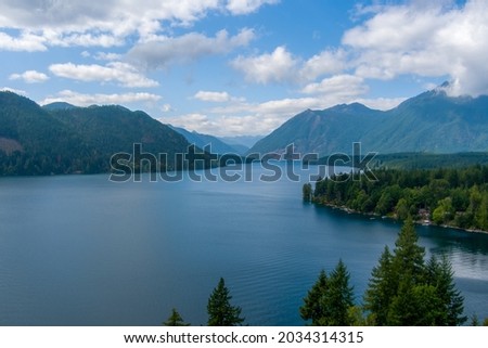 Lake Cushman and the Olympic Mountains at Skokomish Park in Washington State 