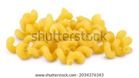 raw pasta cavatappi isolated on white background with clipping path and full depth of field. Royalty-Free Stock Photo #2034376343