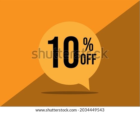 10% off. Banner with ten percent discount on a yellow square balloon.  