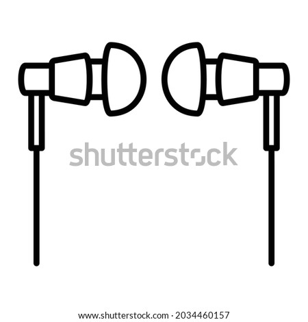 Earphones Vector Outline Icon Isolated On White Background
