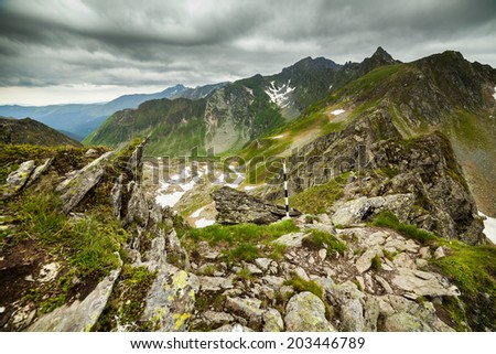 Landscape with the spectacular Fagaras mountains in Romania