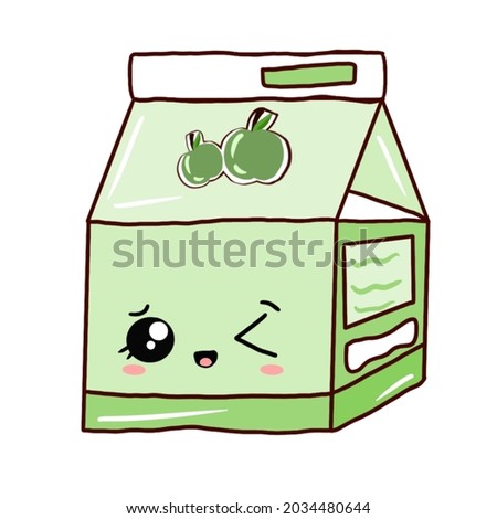 Cute apple milk carton box design — hand drawn.