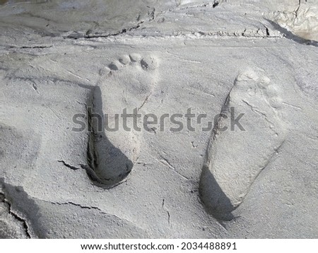 human footprints on the sand. Suitable for research purposes and pictures in books