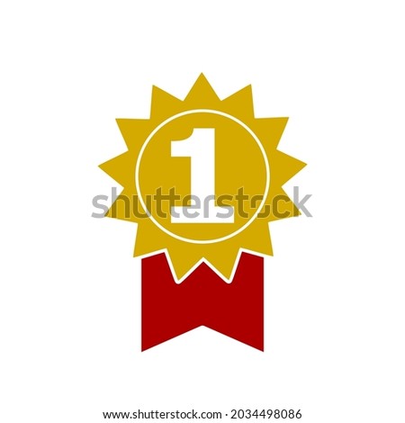 Gold medal 1st place icon isolated on white background