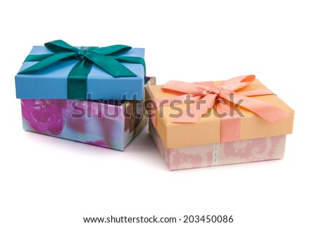 ulticolored giftboxes isolated on white