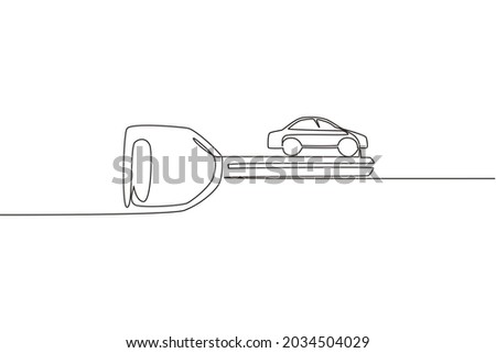 Continuous one line drawing car keys logo design template. Sale, lease and purchase of cars. Car rental concept. Suitable for vehicle business. Single line draw design vector graphic illustration