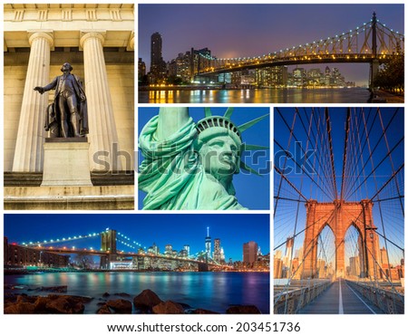 New York City famous landmarks picture collage - USA