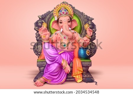 photograph of Lord ganapati Idol, Happy Ganesh Chaturthi. Royalty-Free Stock Photo #2034534548