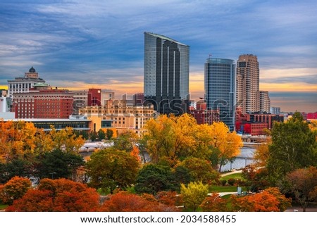 Grand Rapids, Michigan, USA downtown skyline in autumn season. Royalty-Free Stock Photo #2034588455