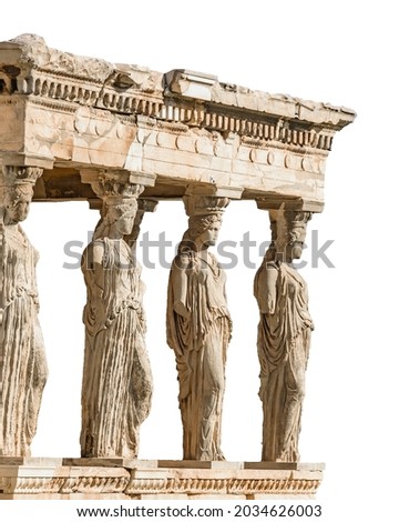 Isolated photo of famous erechtheum temple at acropolis site, Athens, Greece