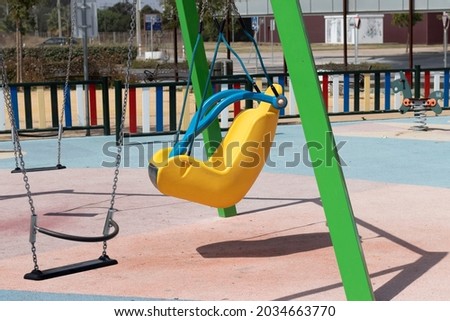 swing and slide for children, the great attraction of the park
