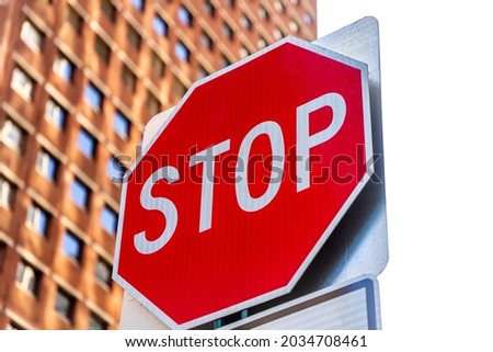 Stop sign in Manhattan in New York City, NY, USA