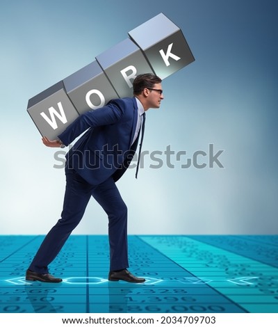 Businessman working too hard in business concept Royalty-Free Stock Photo #2034709703