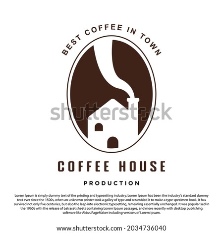 Creative coffee house logo design. Coffee bean and house perfect logo for your brand and business