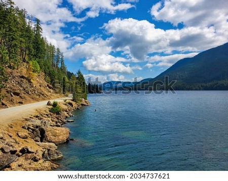Lake Cushman and the Olympic Mountains in Washington State, USA on a sunny August day 