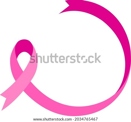 Pink ribbon in circle shape. Breast Cancer Awareness Month. Vector illustration. 