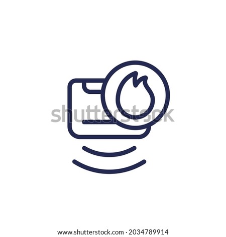 Fire detector, smoke sensor line icon