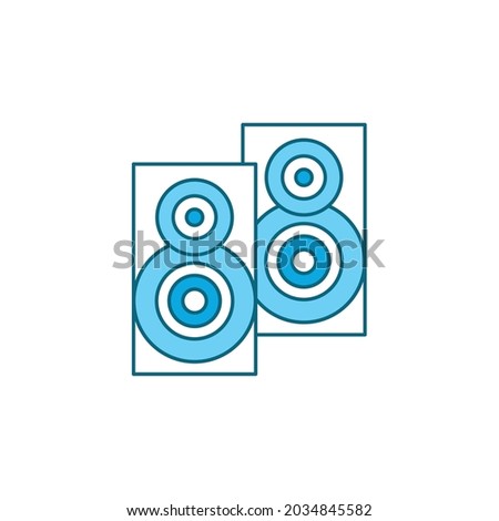 Music column audio speakers line color icon. Stereo music sound system cinema column. Party element. Sign for web page, mobile app, banner, social media. Pictogram UI UXI user interface.