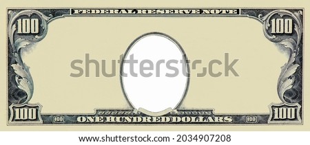 U.S.A. 100 dollar border with empty middle area. Clear one hundred dollar banknote pattern for your picture or text.
