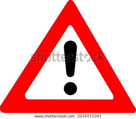 Illustration Of A Traffic Warning Sign. Color Graphics Of A Triangular Road Sign Announcing A Warning, Isolated On White Background.