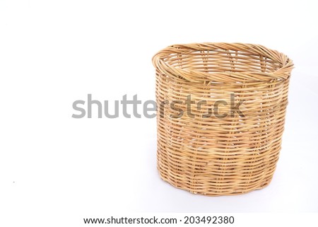 Rattan basket on isolated white for background