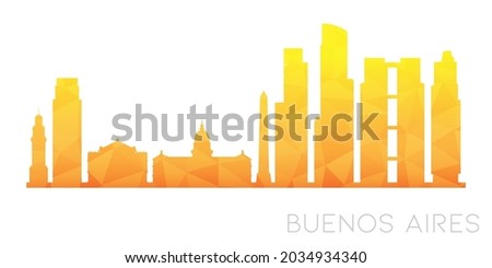 Buenos Aires, Argentina Low Poly Skyline Clip Art City Design. Geometric Polygon Graphic Horizon Icon. Vector Illustration Symbol.