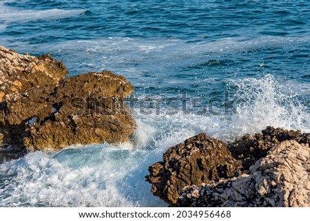 Rock and sea waves on Adriatic sea