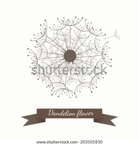 Dandelion flower with brown ribbon