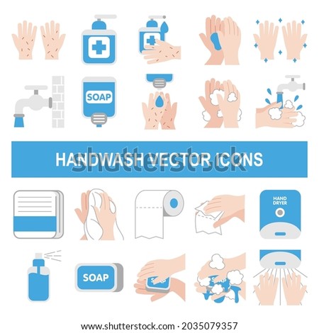 handwash vector icons in flat design styl