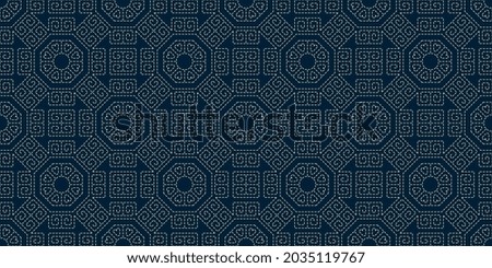 Modern masculin geometric line shape motif pattern, manly fabric design continuous background. Abstract geometrical all over print block for apparel textile, man shirt, bandana, fashion garment, scarf Royalty-Free Stock Photo #2035119767