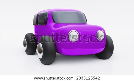 Cartoon toy car . 3d illustration.