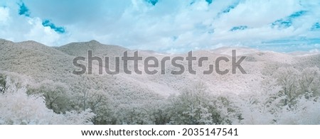 Landscape of hills and mountains of Appalachian Mountains in Infrared Photography