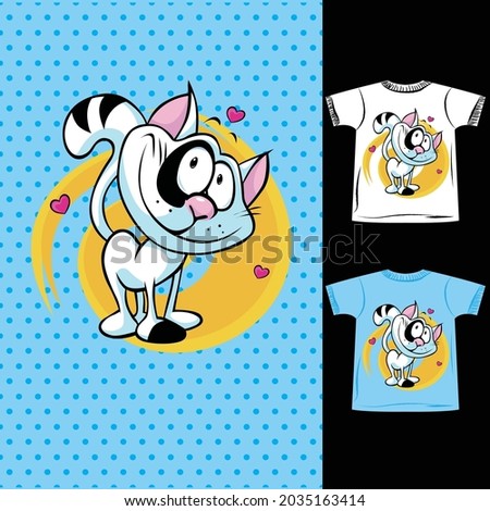t-shirt print cute naughty cat print