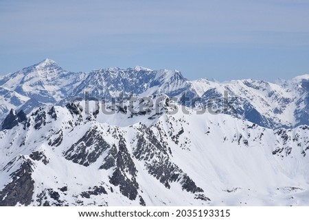 Snow Mountain Top France Cime Caron Val Thorens Royalty-Free Stock Photo #2035193315