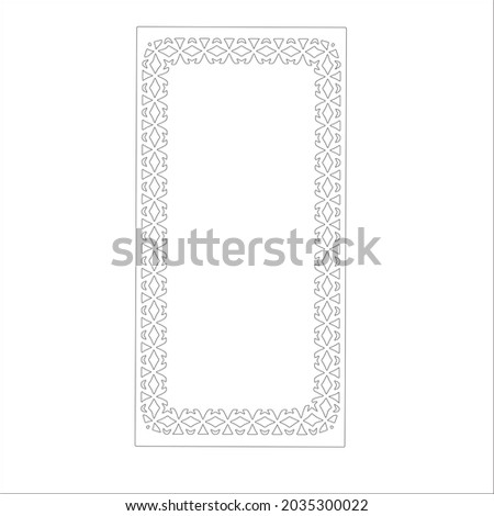  Black and white rectangular frame with ornament, vector certificate template, decorative design element in retro style

