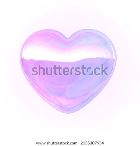 Multicolored hologram hearts on a white background