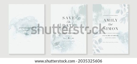 Green emerald and gold texture watercolor wedding invitation vector set. Luxury background and template layout design for invite card, luxury invitation card and cover template. Royalty-Free Stock Photo #2035325606