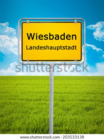 An image of the city sign of Wiesbaden