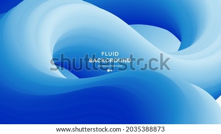 Blue Abstract fluid wave. Modern poster with gradient 3d flow shape. Innovation background design for landing page. Vector Royalty-Free Stock Photo #2035388873
