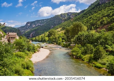 Gorges du river Tarn in Parc National des Cévennes, France. UNESCO Biosphere Reverve Royalty-Free Stock Photo #2035416074