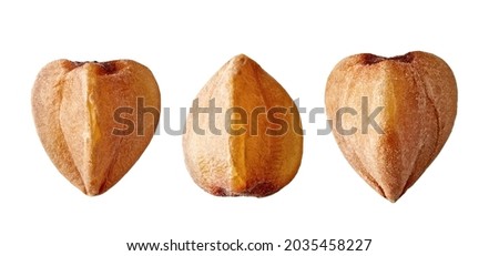 buckwheat groats macro isolated on white background Royalty-Free Stock Photo #2035458227