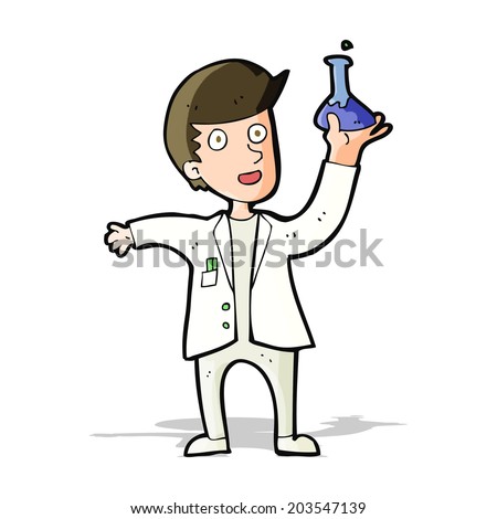cartoon happy scientist