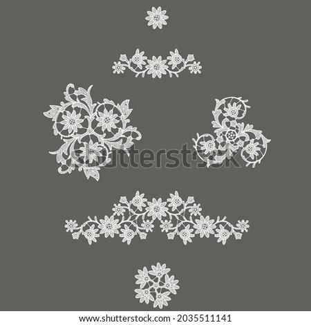 White floral Lace Clipart. Romantic Collections.