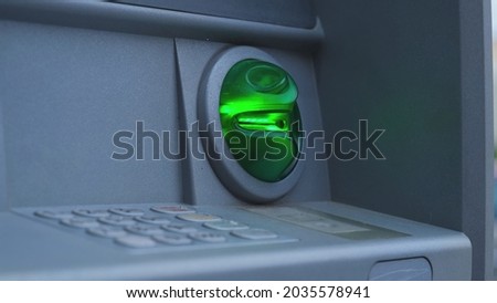 ATM Numeric Keyboard and Anti Skimming Anti Phishing Card Reader Slit Cover with Green Blinking LED Royalty-Free Stock Photo #2035578941