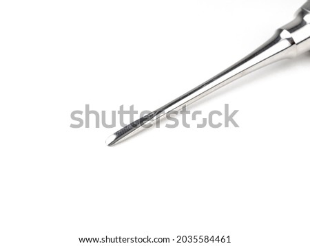 steel surgical blade on a white background